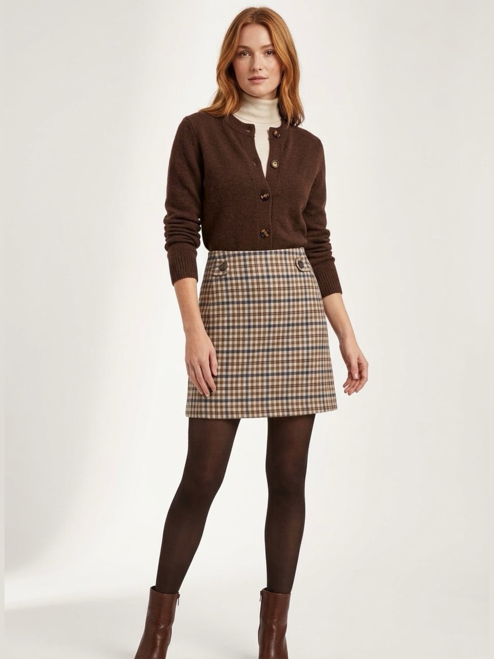 B REPUBLIC *WOOL* Blend Mini Skirt Plaid Tartan Retro Autumnal | SIZE 0